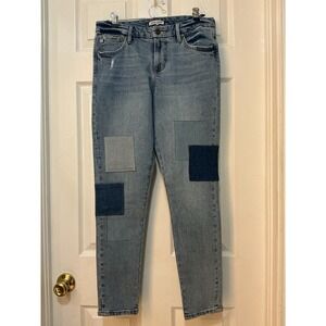Dear John Gisele High Rise Skinny Jeans Patched Knees 28 Stretch